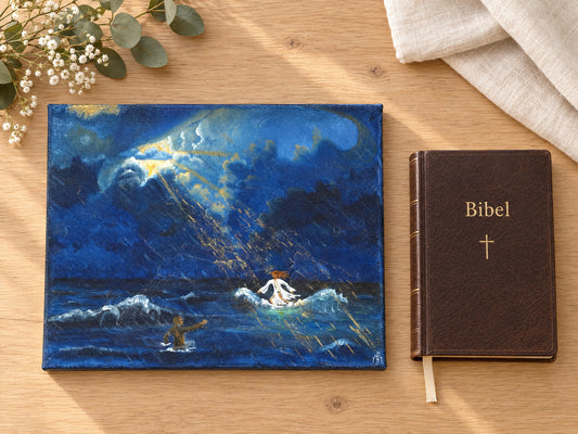 Jesus und Petrus auf dem Wasser – Original von Maximilian Schroeder, Ansicht 3