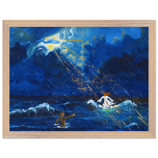 Jesus und Petrus auf dem Wasser – gerahmter Kunstdruck, Ansicht 2