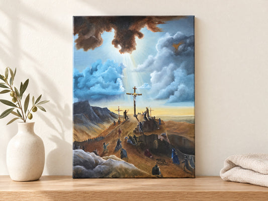 Kreuzigung Jesus Christus – christliches Original-Ölgemälde von Maximilian Schroeder