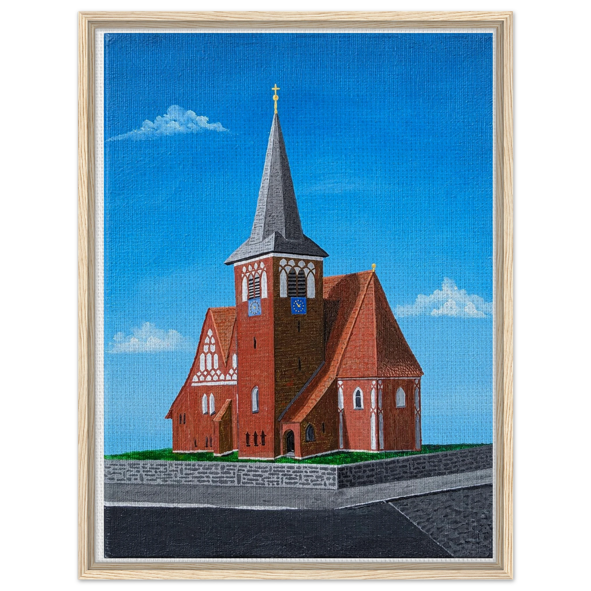 Rothenseer Kirche – gerahmte Leinwand nach Maximilian Schroeder