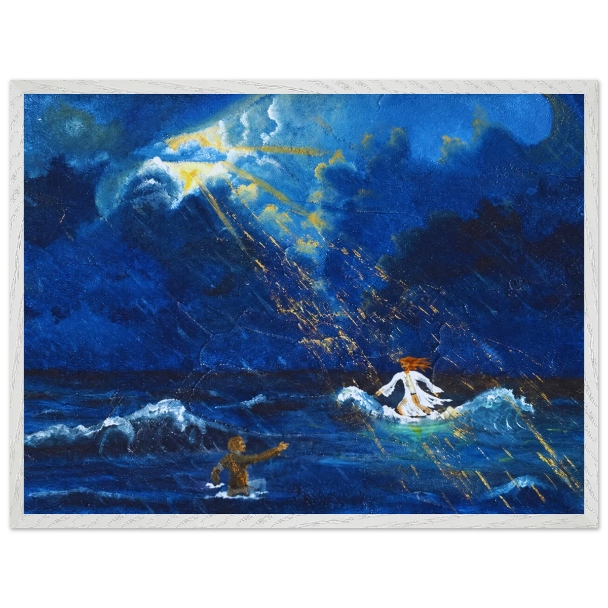 Jesus und Petrus auf dem Wasser – gerahmter Kunstdruck nach Maximilian Schroeder