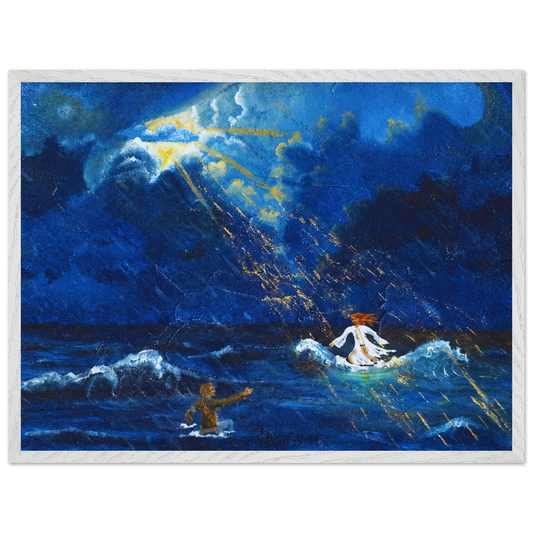 Jesus und Petrus auf dem Wasser – gerahmter Kunstdruck nach Maximilian Schroeder