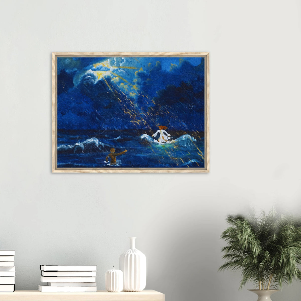 Jesus und Petrus auf dem Wasser – gerahmte Leinwand, Ansicht 13