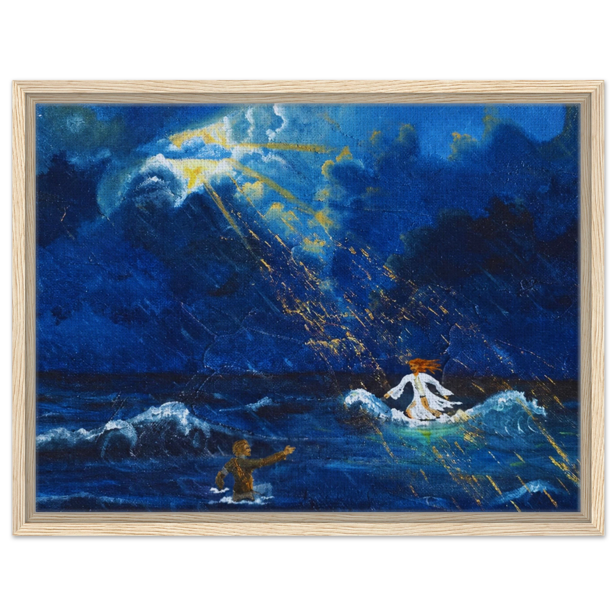 Jesus und Petrus auf dem Wasser – gerahmte Leinwand, Ansicht 2