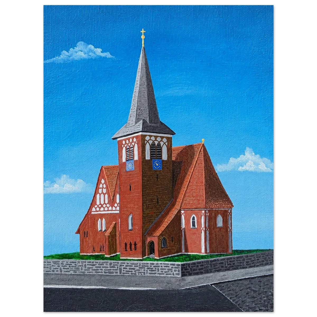 Rothenseer Kirche – Kunstdruck auf Papier nach Maximilian Schroeder