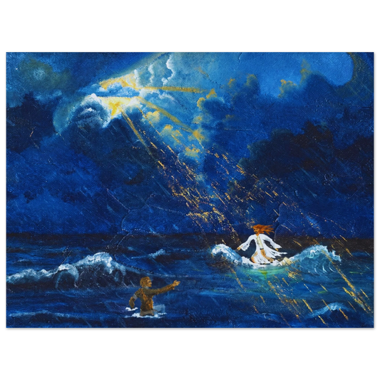 Jesus und Petrus auf dem Wasser – Kunstdruck auf Papier nach Maximilian Schroeder