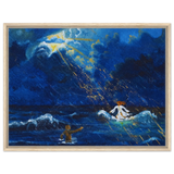 Jesus und Petrus auf dem Wasser – gerahmte Leinwand nach Maximilian Schroeder