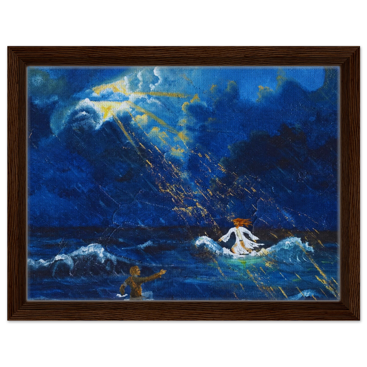 Jesus und Petrus auf dem Wasser – gerahmte Leinwand, Ansicht 4