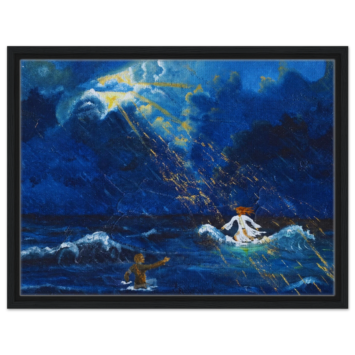 Jesus und Petrus auf dem Wasser – gerahmte Leinwand, Ansicht 3