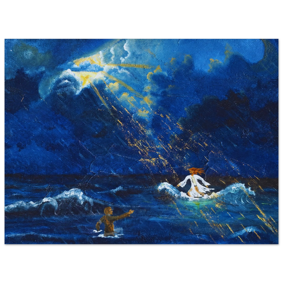 Jesus und Petrus auf dem Wasser – Kunstdruck auf Papier, Ansicht 2
