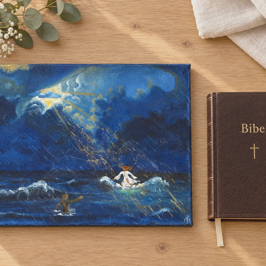 Jesus und Petrus auf dem Wasser – Video zum Original-Acrylgemälde von Maximilian Schroeder